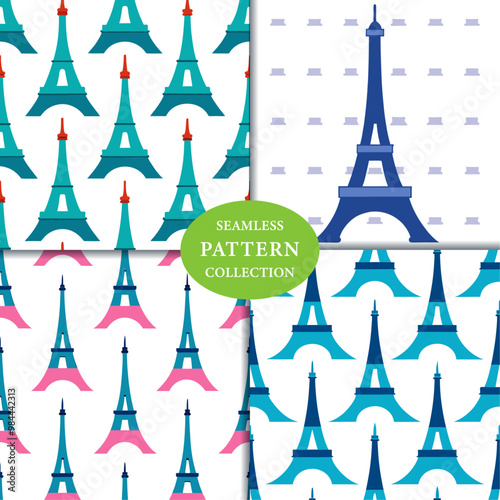 Eifel Tower Seamless Pattern Background