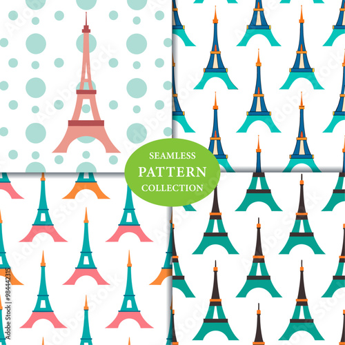 Eifel Tower Seamless Pattern Background