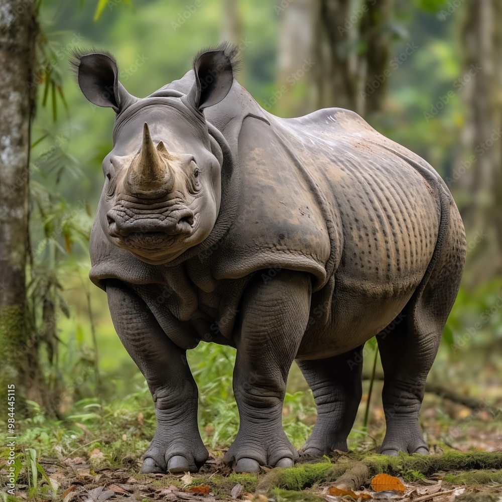Fototapeta premium rhino in the grass,Generative Ai illustration