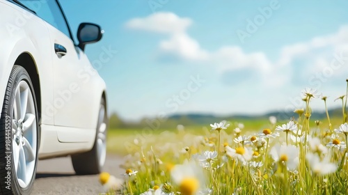 Wallpaper Mural Spring Break Adventure Scenic Landscapes with Blooming Flowers and a Convertible Car on an Open Road Trip - Embrace the Warm Breeze and Explore Natures Beauty Torontodigital.ca