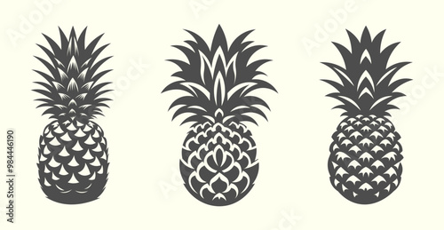 Silhouette of pineapple. Bold pineapple graphic, ideal for tropical-inspired artwork and healthy food designs