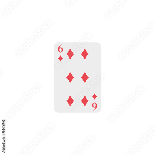 Diamonds 6, playing card, vector design