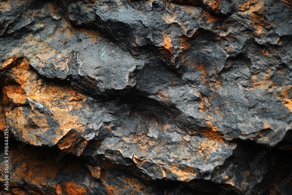 This image captures the details of a dark and rugged rock surface with striking orange highlights, showcasing the earth's raw textures and natural beauty. This image captures the details of a dark and rugged rock surface with striking orange highlights, showcasing the earth's raw textures and natural beauty.