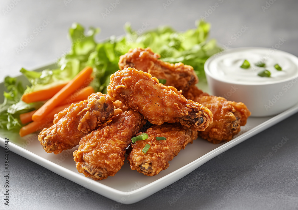 a plate of chicken thigh and a cup of dip