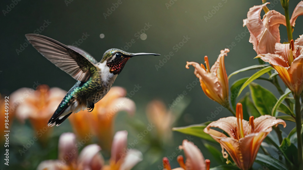 Fototapeta premium Hummingbird and flower