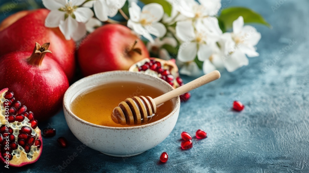 Rosh Hashanah Celebration with Fruits and Honey Rosh Hashanah Celebration with Fruits and Honey