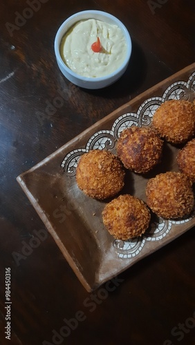 bolinho com carne de jacaré no pantanal  photo