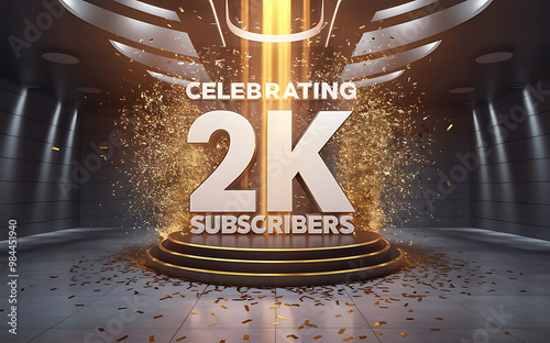 1k subscribe, 1000 followers card with vibrant 3D background. social banner happy celebration , blog. likes celebration. Social media poster