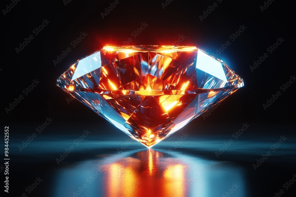 Glowing diamond with fiery, molten core Glowing diamond with fiery, molten core