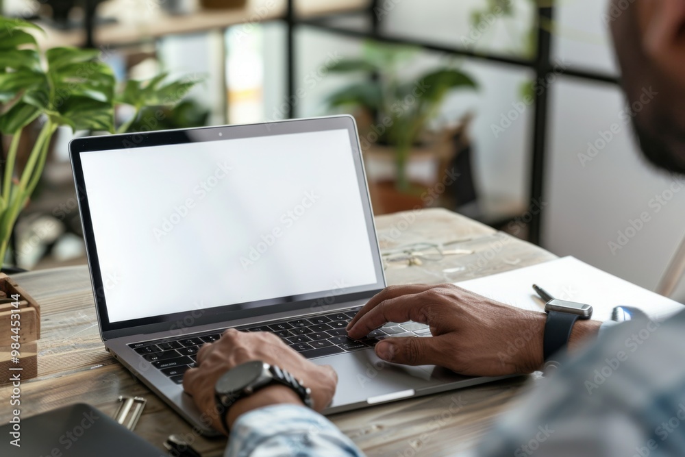 Mock up Copy Space Blank Screen Concept Business Working on Laptop. Mock up Copy Space Blank Screen Concept Business Working on Laptop.