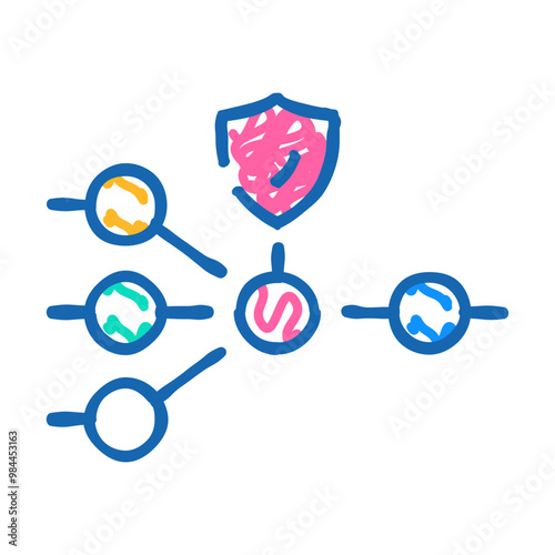 protection nodes doodle icon sketch vector. protection nodes sign. isolated symbol illustration