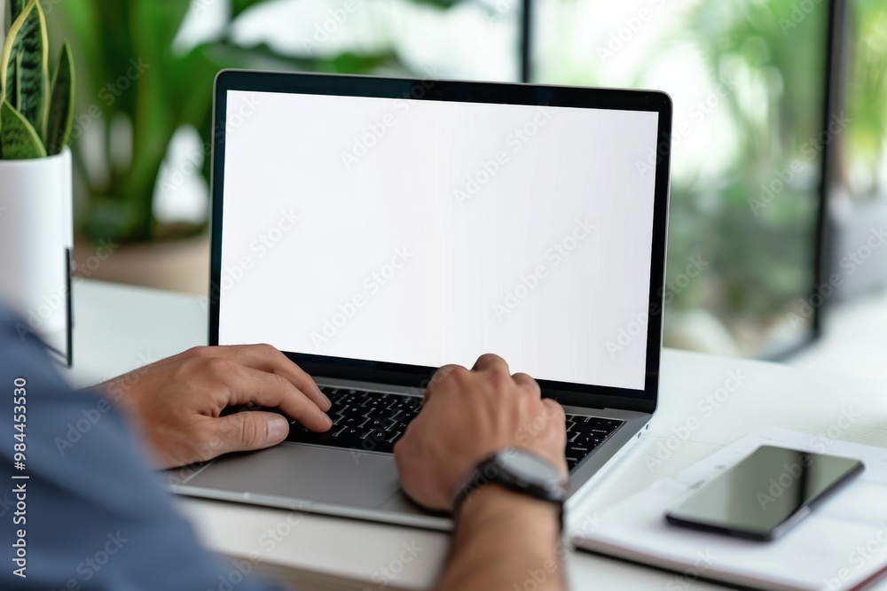 Mock up Copy Space Blank Screen Concept Business Working on Laptop. Mock up Copy Space Blank Screen Concept Business Working on Laptop.