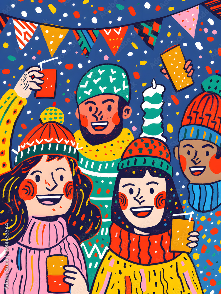 Obraz premium New Year and Christmas graphic advertising background