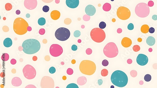 Fun seamless circle doodle pattern with colorful polka dots for cheerful designs.