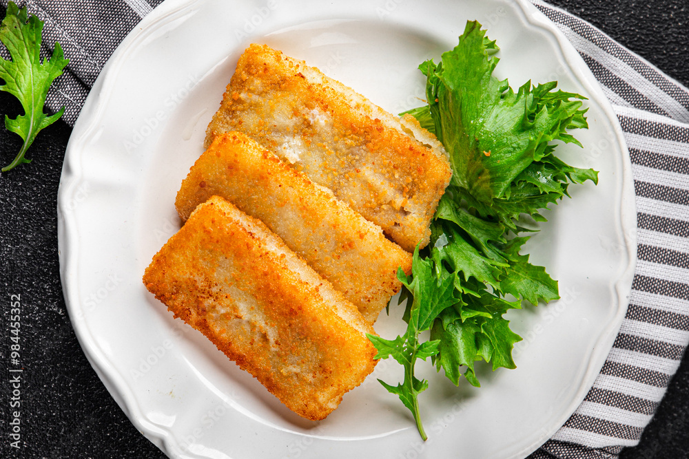 fish sticks fish in batter fresh meal food snack on the table copy space food background rustic top view Pescetarian diet fish sticks fish in batter fresh meal food snack on the table copy space food background rustic top view Pescetarian diet