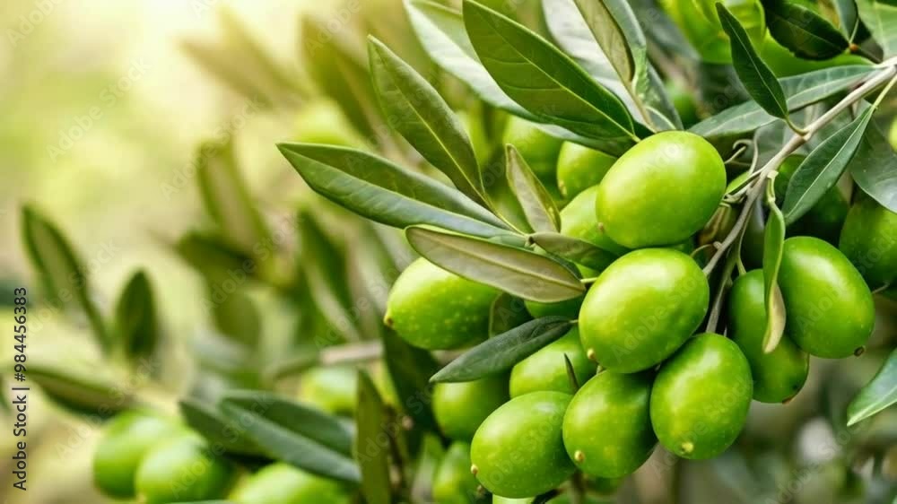 Olive tree branch with green olives. Olives are rich in antioxidants, fiber, vitamin E, iron, and healthy fats, promoting heart health, reducing inflammation, and aiding digestion. Olive tree branch with green olives. Olives are rich in antioxidants, fiber, vitamin E, iron, and healthy fats, promoting heart health, reducing inflammation, and aiding digestion.