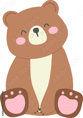 Cute Sleeping Bear in Cross-Legged Pose - Vector Illustration