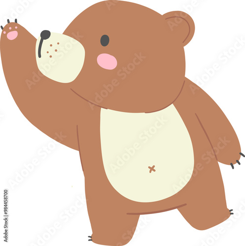 Cute Bear Holding a Balloon - Flat Illustration for Kids