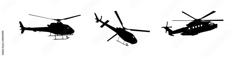 helicopter silhouette set - vector illustration helicopter silhouette set - vector illustration