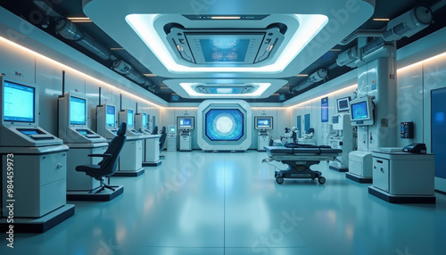 Futuristic Cell Therapy Laboratory Interior - Medical Research, Healthcare Technology Concept