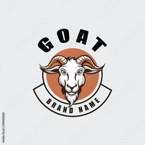 goat head logo template vector illustration on white background. goat head mascot photo