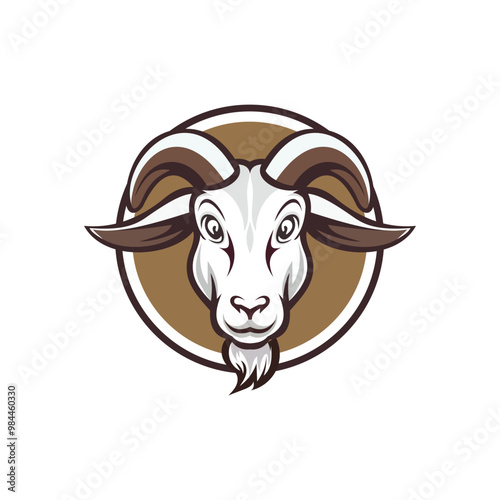 goat head logo template vector illustration on white background. goat head mascot photo