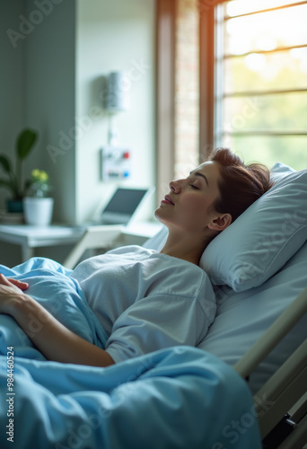 Hope and Recovery: A Patient Resting in a Hospital Bed with Focus on Cell Therapy