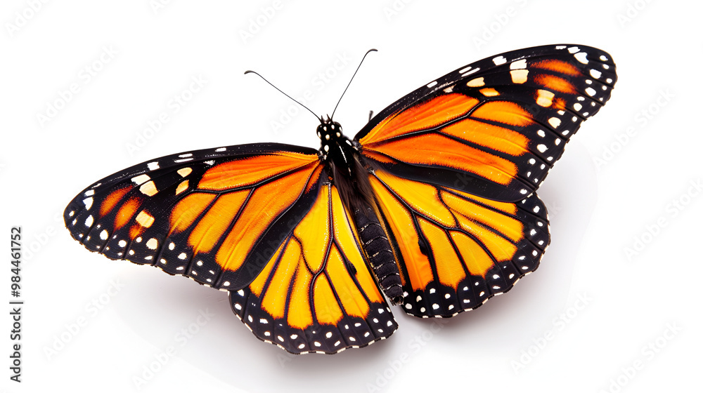Fototapeta premium A beautiful monarch butterfly isolated on white background ,The Timeless Beauty of Monarch Butterflies On White Background 
