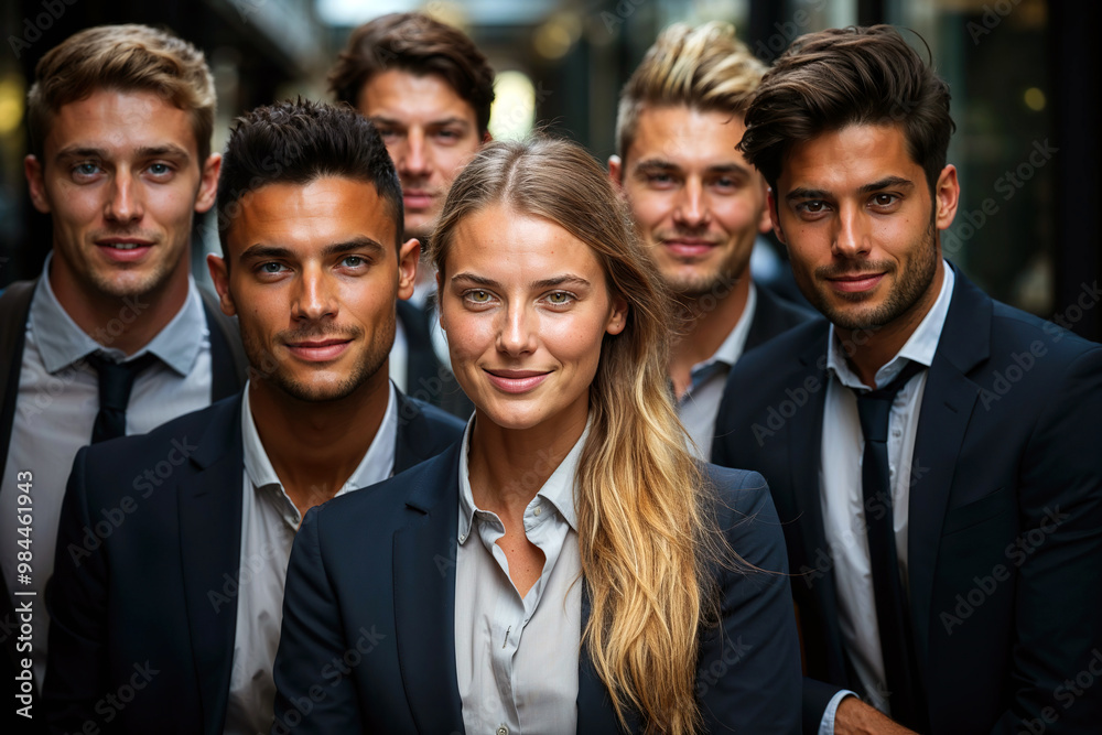 Group of People Standing Together in Business Formation. Generative AI Group of People Standing Together in Business Formation. Generative AI