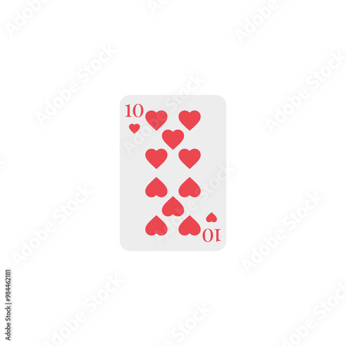 Hearts 10, playing card, vector design
