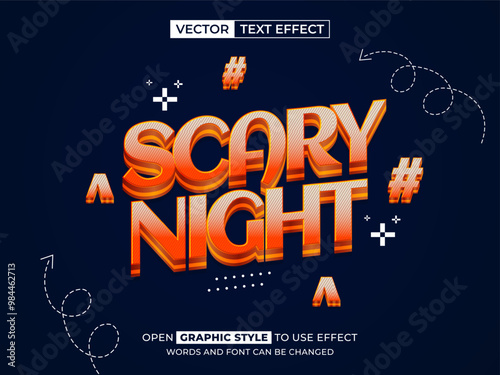 scary night editable text, font effect, 3d text for title