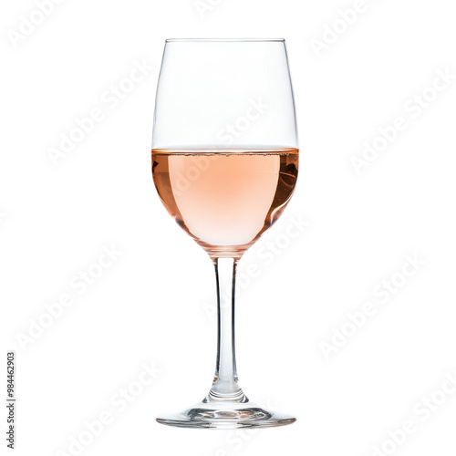 Glass of rosÃ© wine with a light pink color and a refreshing taste. isolated on transparency background