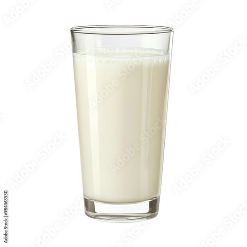 Glass of skim milk with a light and refreshing appearance. isolated on transparency background