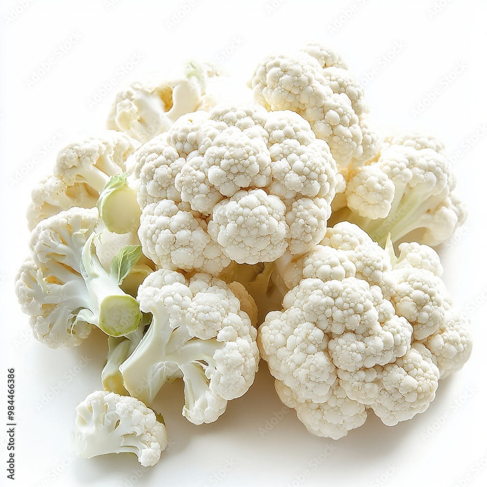 Small cauliflower heads, isolated against a white background. Small cauliflower heads, isolated against a white background.