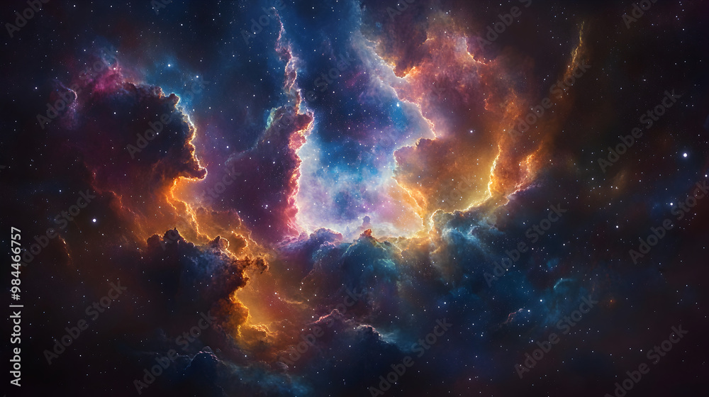 Colorful Galaxy Cloud and Nebula in Starry Space Night Colorful Galaxy Cloud and Nebula in Starry Space Night