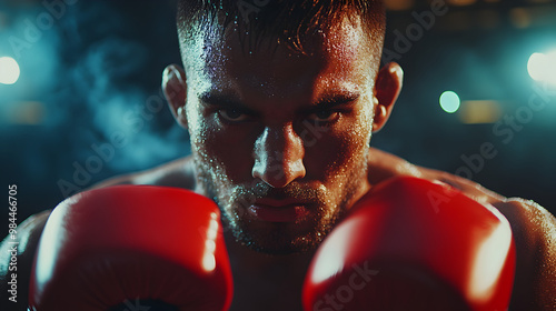 Closeup of a professional martial arts fighter, in action, showcasing strength, discipline, and focus photo