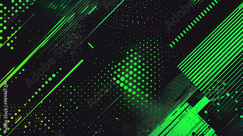 black and green halftone background