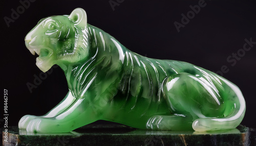 Green jade carved into the shape of a tiger