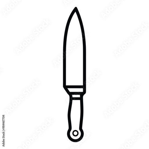 A simple outline of a kitchen knife, commonly used for food preparation.