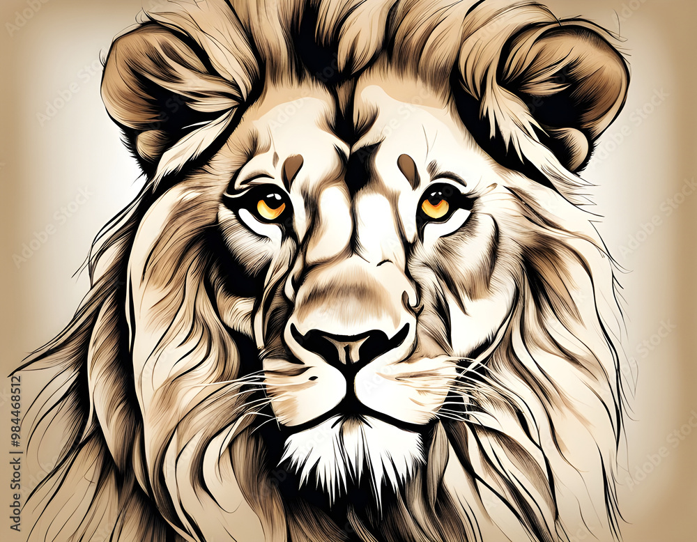 Fototapeta premium Lion drawing mammal animal Background