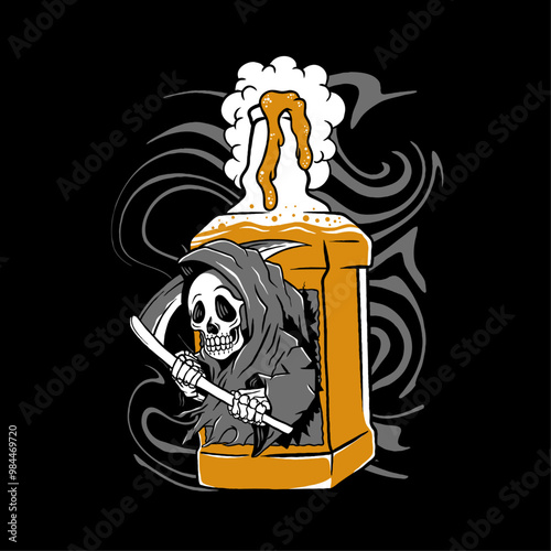 The Skulled Reaper vector vintage illustration