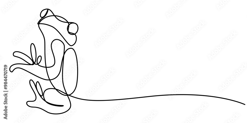 One continuous line drawing of funny frog for kids toy logo identity. Reptile animal icon concept. Trendy single line draw graphic design vector illustration, Continuous one curve line drawing of fun One continuous line drawing of funny frog for kids toy logo identity. Reptile animal icon concept. Trendy single line draw graphic design vector illustration, Continuous one curve line drawing of fun