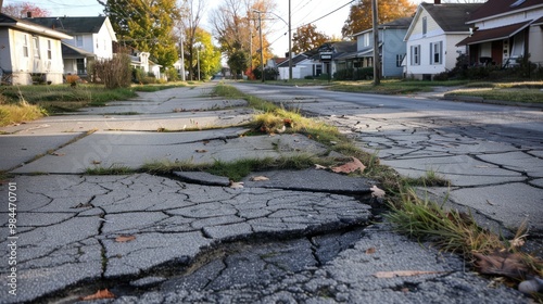 Cracked Sidewalk in Suburbia