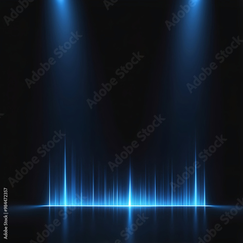 Blue blue spectrum lights tech black party club neon lights abstract wave technology blue gradient background, black background. wide banner, poster, website, video editing, background. ai