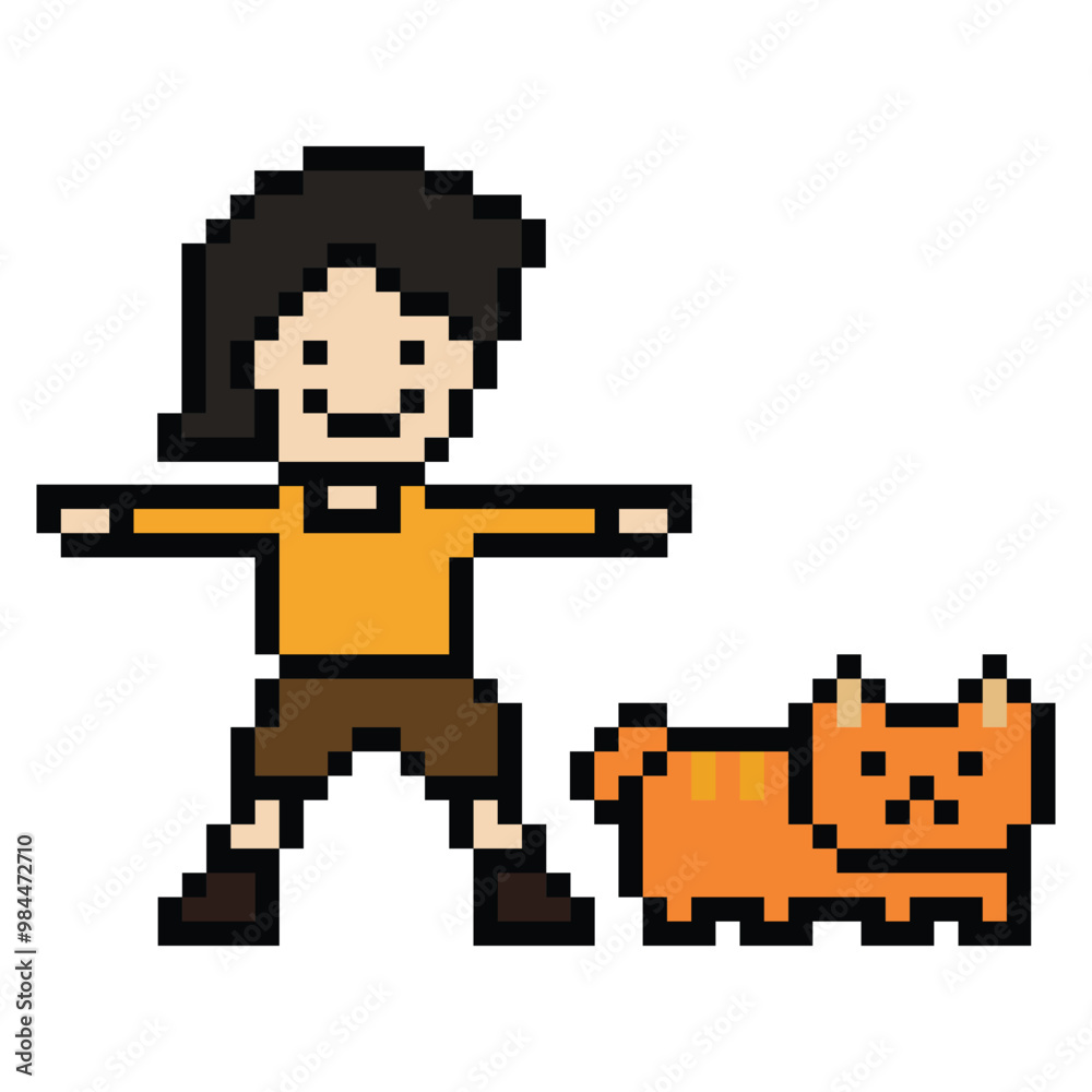 Cute pixel cartoon 8bit character man play with pet cat kitty kitten fun lifestyle decoration life style 8 bit male boy jog cat love owner exercise png vector. Cute pixel cartoon 8bit character man play with pet cat kitty kitten fun lifestyle decoration life style 8 bit male boy jog cat love owner exercise png vector.