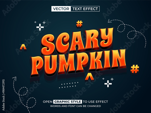 scary pumpkin editable text, font effect, 3d text for title