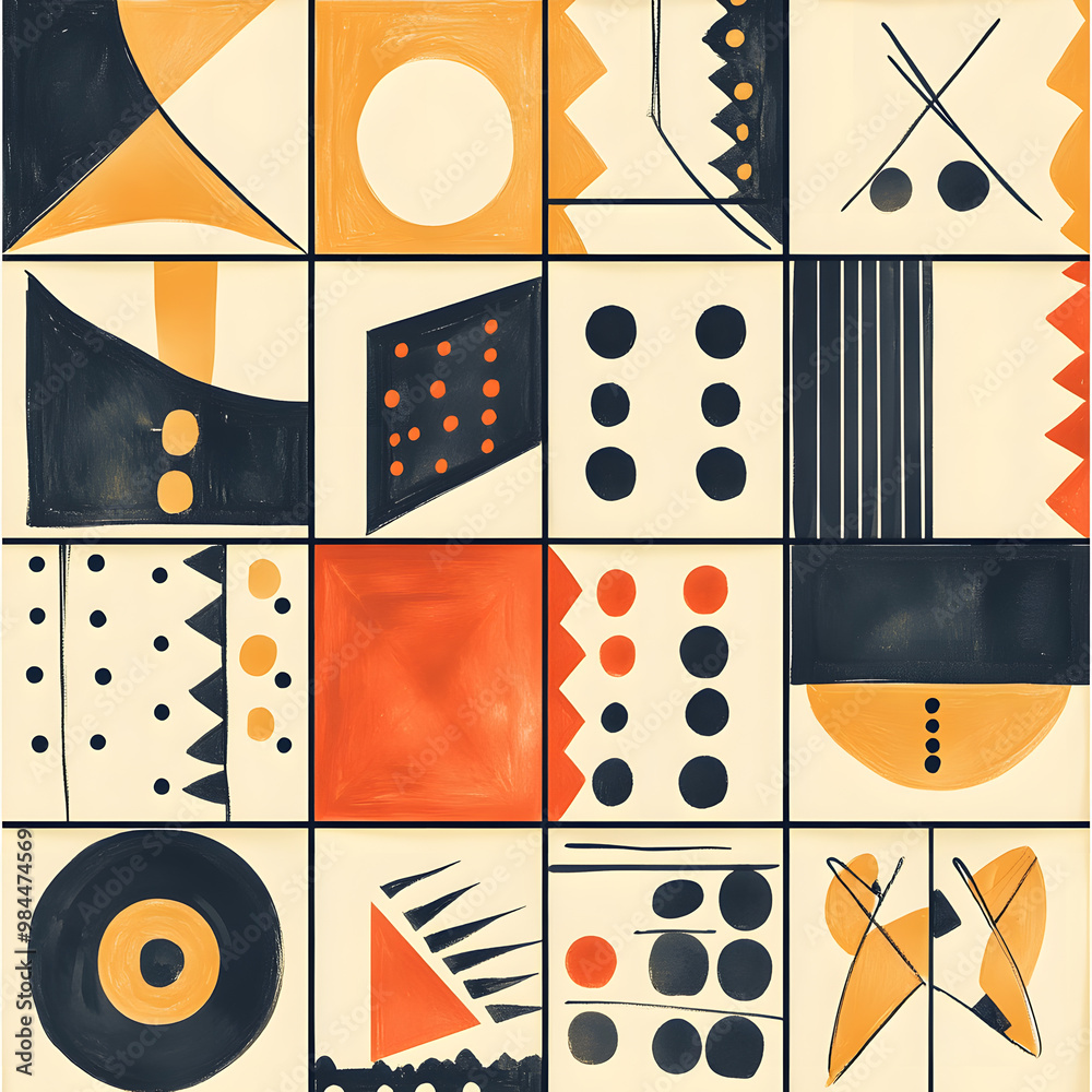 Obraz premium carpet or tile pattern 2D illustrator doodle wallpaper