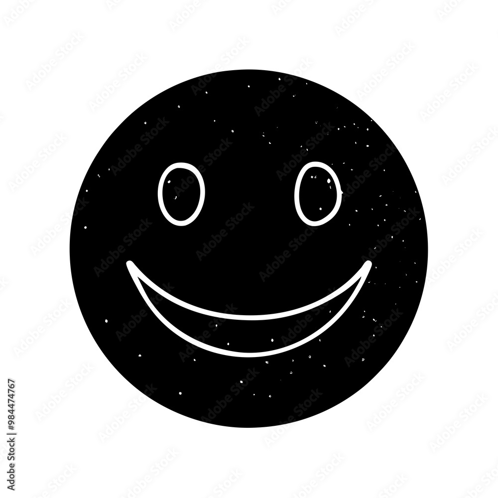 Fototapeta premium Smiley face icon symbolizing happiness and positivity in black design