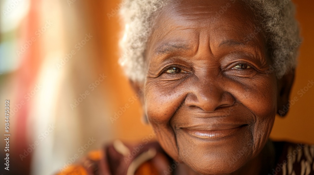 An elderly woman smiling warmly at the camera, her face full of kindness and wisdom, in an outdoor setting revealing peace and contentment. An elderly woman smiling warmly at the camera, her face full of kindness and wisdom, in an outdoor setting revealing peace and contentment.