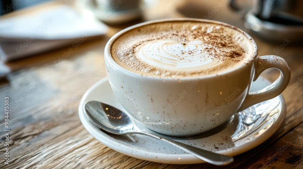 Cozy and Aromatic Cup of Coffee on Wooden Table Cozy and Aromatic Cup of Coffee on Wooden Table